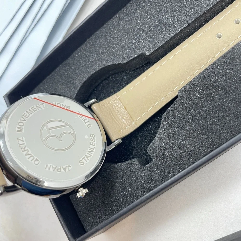 3T Watch Tan Band Quartz Movement Stainless Steel Back‎ Gift Box Black Dial